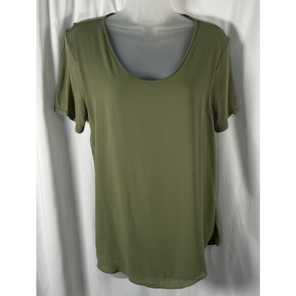 Loft Short Sleeve Mixed Media T-Shirt M Olive Green Casual Minimalists 88-32 - Picture 1 of 12